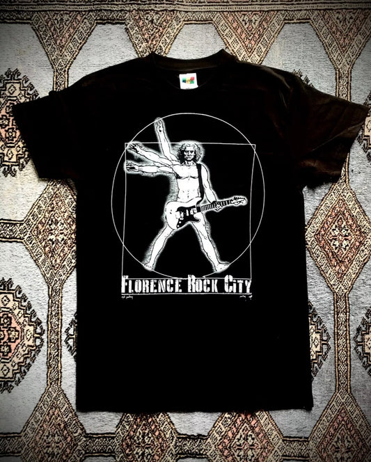 LEONARDO VITRUVIAN MAN - GUITAR - "FLORENCE ROCK CITY" - T SHIRT